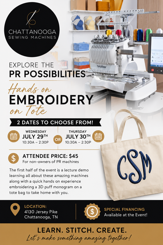Chattanooga PR Possibilities Event along with Tote Embroidery (Wed July 29th)