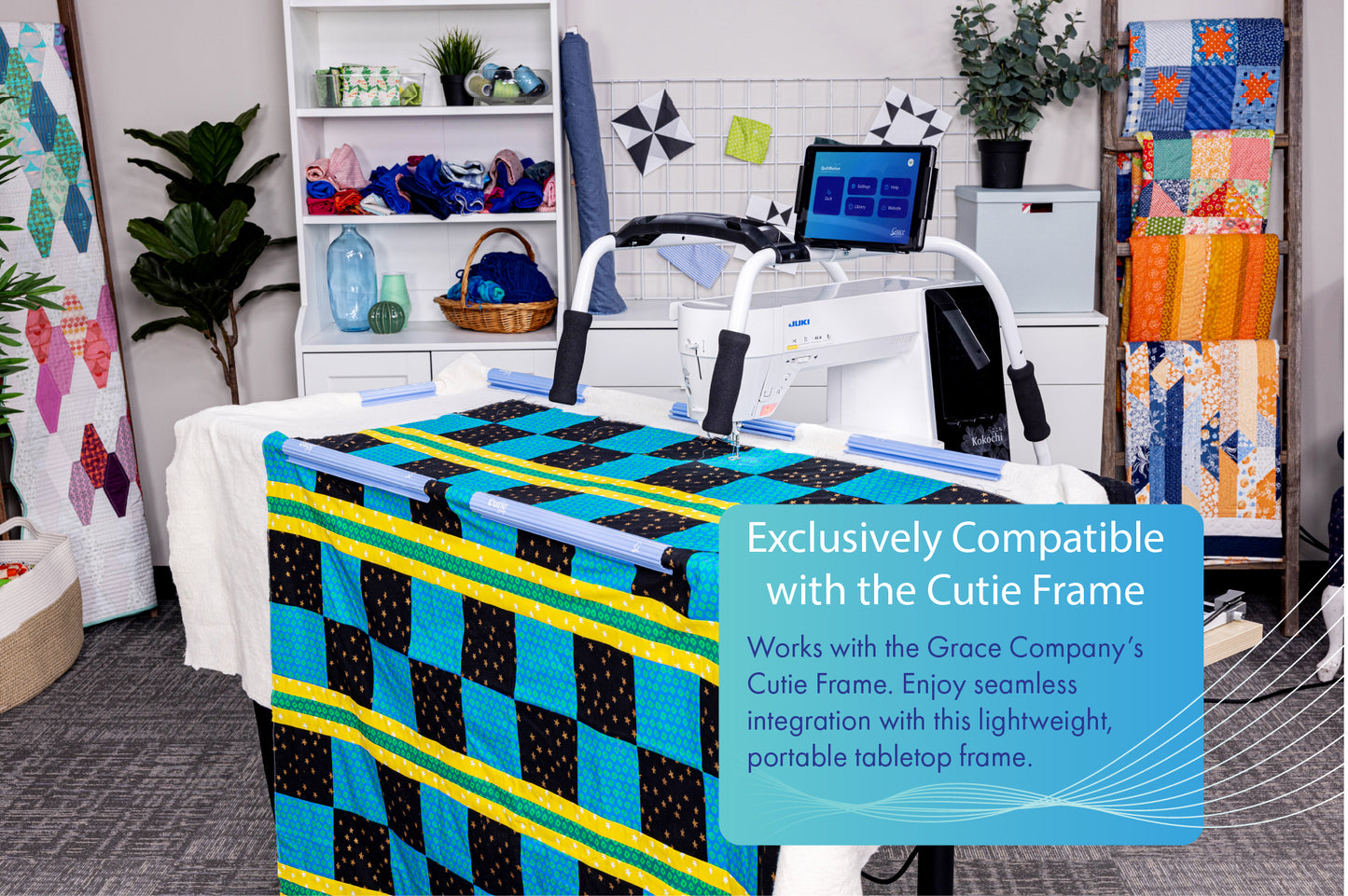 Grace QMX- Quilt Motion X Foundations for Domestics with the Cutie Breeze TableTop Frame