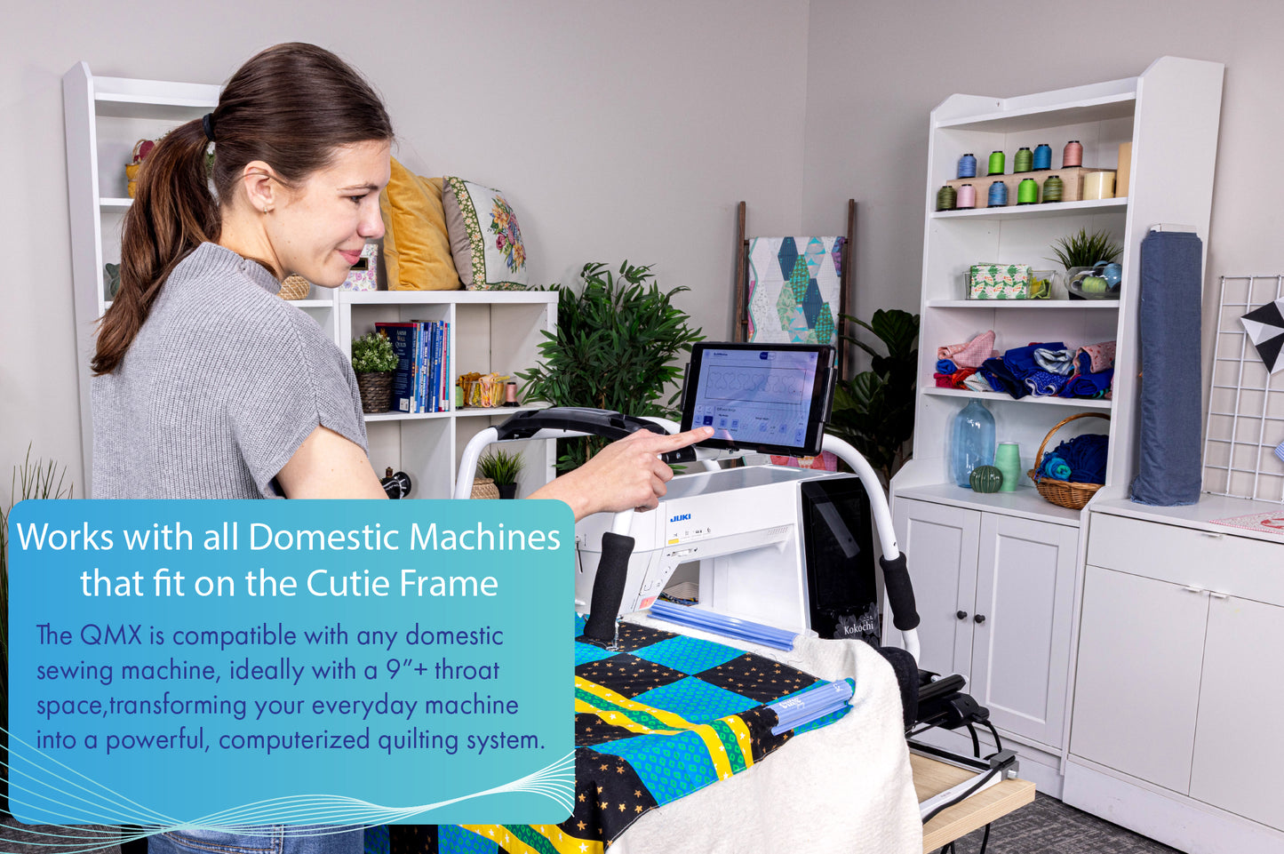 Grace QMX- Quilt Motion X Foundations for Domestics with the Cutie Breeze TableTop Frame