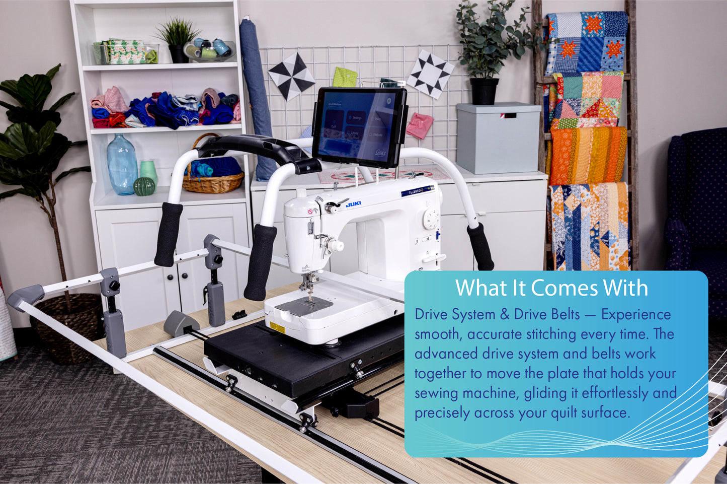 Grace QMX- Quilt Motion X Foundations for Domestics with the Cutie Breeze TableTop Frame