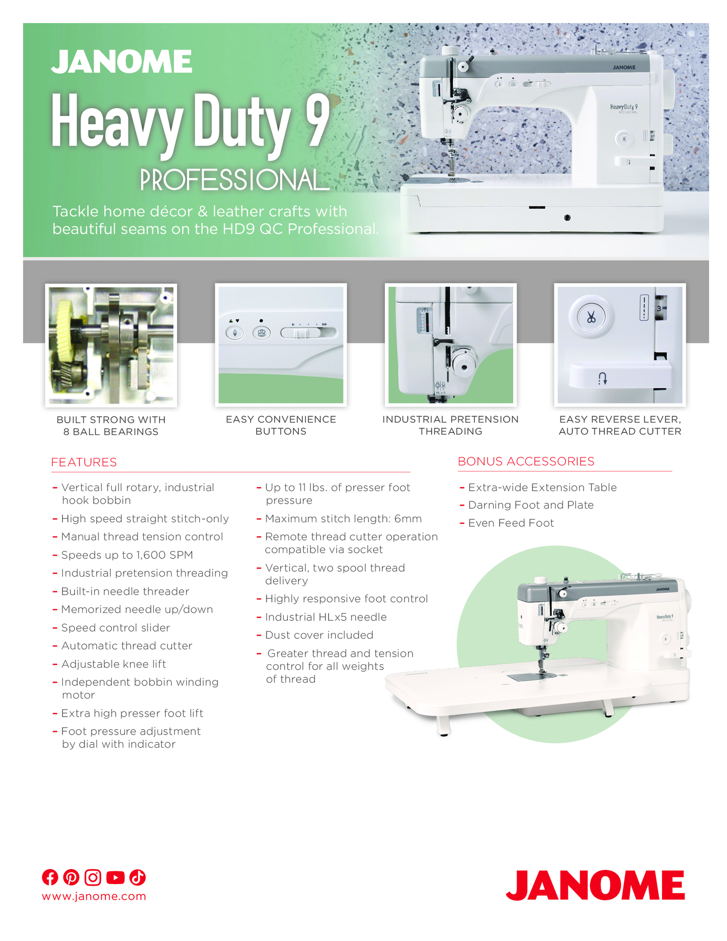 Janome Heavy Duty HD9V3- Shipping September