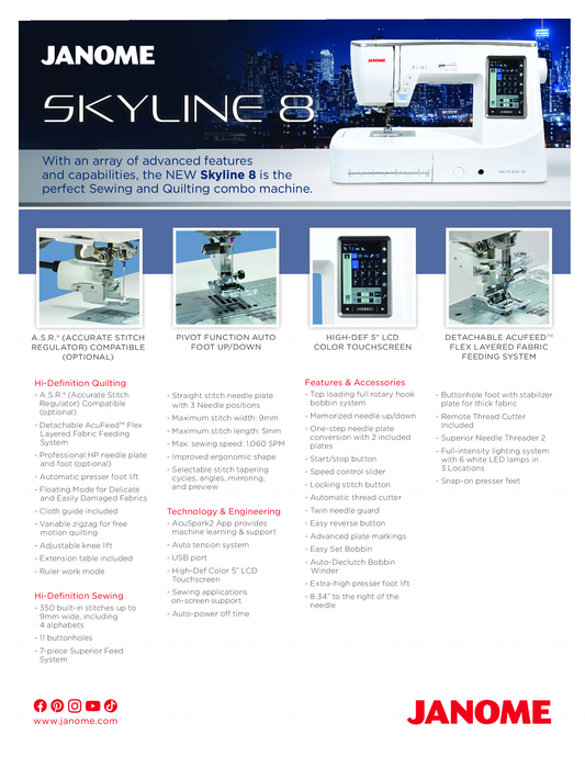 Janome Skyline S8- Shipping in September 2026